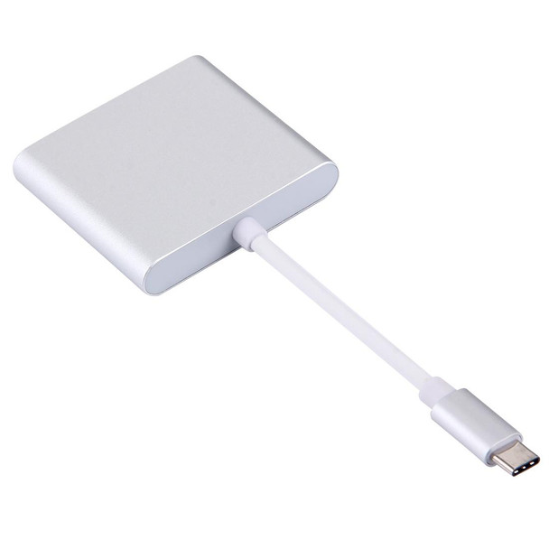 USB-C / Type-C 3.1 Male to USB-C / Type-C 3.1 Female & HDMI Female & USB 3.0 Female Adapter(Silver)