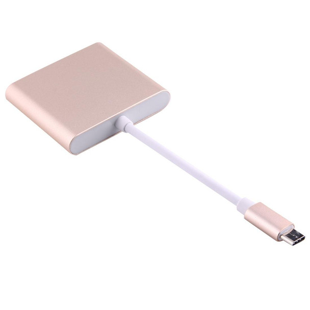 USB-C / Type-C 3.1 Male to USB-C / Type-C 3.1 Female & HDMI Female & USB 3.0 Female Adapter(Gold)