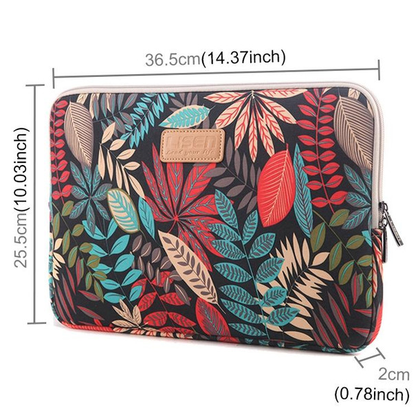 Lisen 14 inch Sleeve Case Colorful Leaves Zipper Briefcase Carrying Bag for Macbook, Samsung, Lenovo, Sony, DELL Alienware, CHUWI, ASUS, HP, 14 inch and Below Laptops(Black)