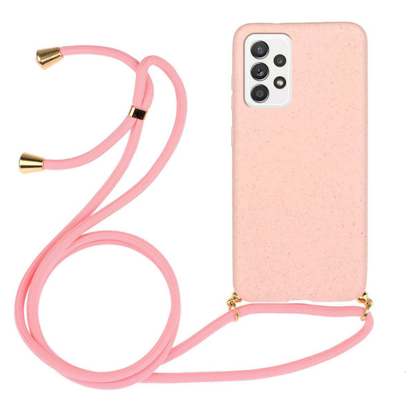 Samsung Galaxy A53 Wheat Straw Material + TPU Protective Case with Lanyard(Pink)