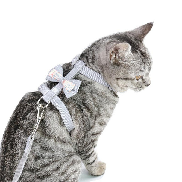 2 PCS Bow-knot Anti-breakaway Adjustable Cat Leash S(Light Gray)