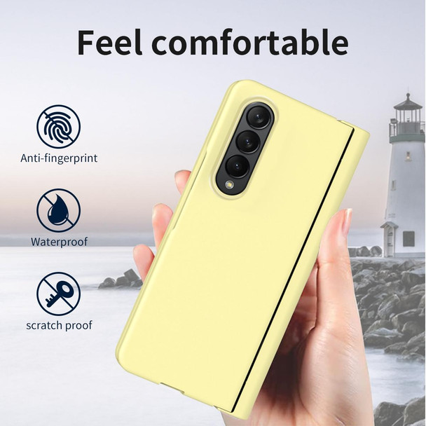 Samsung Galaxy Z Fold4 Macaron Hinge Phone Case with Stylus Pen Fold Edition & Protective Film(Yellow)