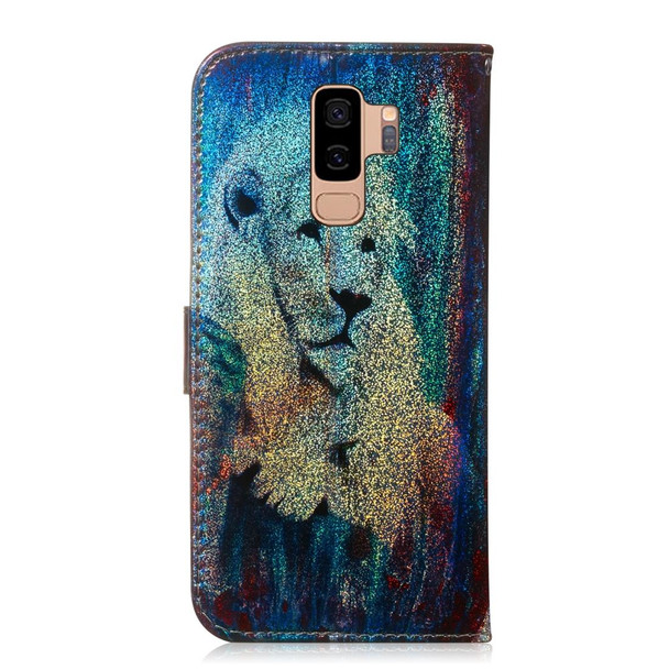 Colored Drawing Pattern Colorful Magnetic Buckle Horizontal Flip PU Leatherette Case with Holder & Card Slots & Wallet & Lanyard - Galaxy S9+(White Lion)