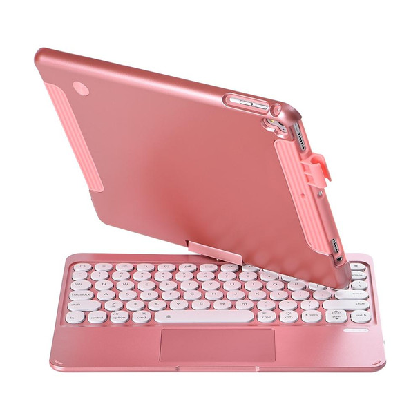 Q5 - iPad 2017 & 2018 / Pro 9.7 / Air 2 / Air Rotating Colorful Glowing Plastic Dot Bluetooth Keyboard (Rose Gold)