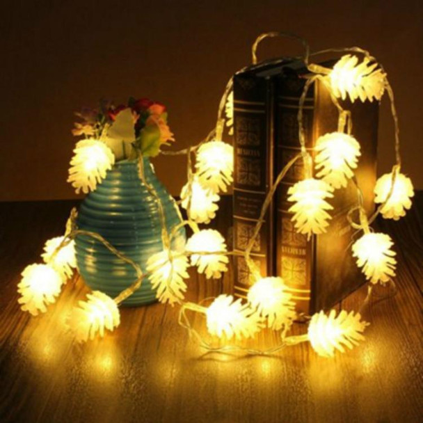 20 LEDs Solar Powered Pine Cone Outdoor Energy Saving Holiday Wedding Decoration String Light Garden Landscape Lamp(Warm White)