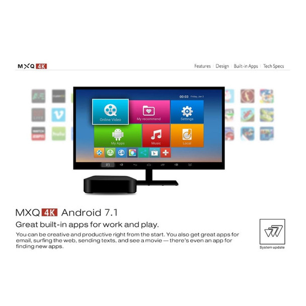 MXQ 4K Full HD Media Player RK3229 Quad Core KODI Android 7.1 TV Box with Remote Control, RAM: 1GB, ROM: 8GB, Support HDMI, WiFi, Miracast, DLNA(Black)