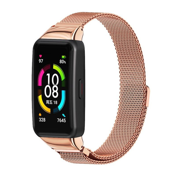 Huawei Band 6 / Honor Band 6 MIJOBS Milan Stainless Steel Magnetic Watch Band(Rose Gold)