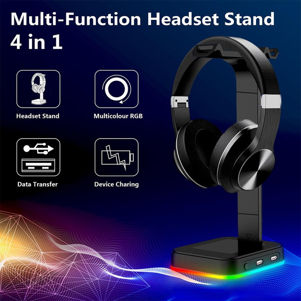 RGBD9 Colorful Glowing Gaming Headset Display Stand with Charging + Data Transmission Dual USB Interface (Black)