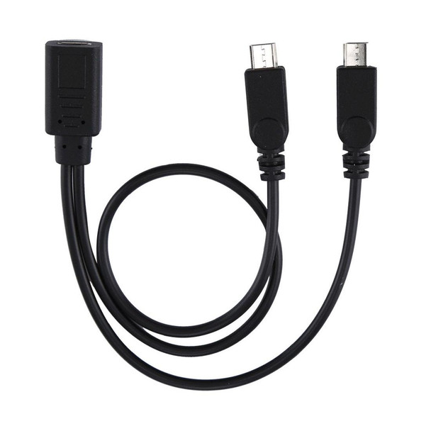 USB-C / Type-C Female to 2 x Micro USB Male Adapter Y Cable, Total Length: about 30cm
