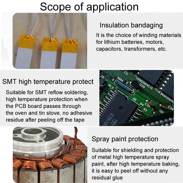 45mm High Temperature Resistant Clear Heat Dedicated Polyimide Tape with Silicone Adhesive, Length: 33m