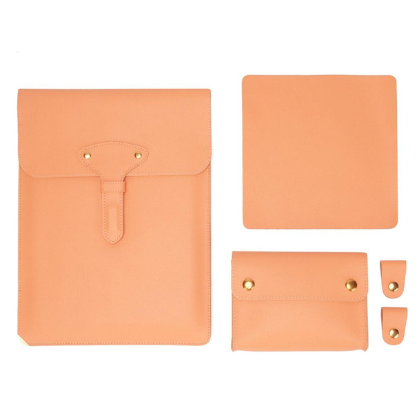 S177 3 In 1 Leather Waterproof Laptop Liner Bags, Size: 15 inches(Honeydet Oranges)