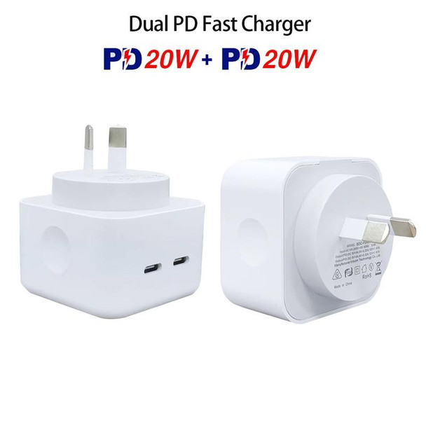 SDC-40W Dual PD USB-C / Type-C Ports Charger with 1m Dual Type-C Cable, AU Plug