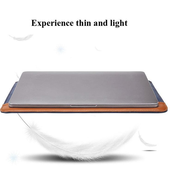 Horizontal Microfiber Color Matching Notebook Liner Bag, Style: Liner Bag+Power Bag(Blue + Brown), Applicable Model: 13  -14 Inch