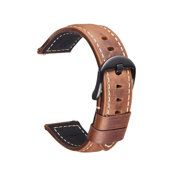 Quick Release Watch Band Crazy Horse Leather Retro Watch Band - Samsung Huawei,Size: 20mm  (Dark Brown Black Buckle)