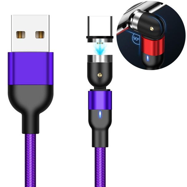 2m 2A Output USB to USB-C / Type-C Nylon Braided Rotate Magnetic Charging Cable(Purple)