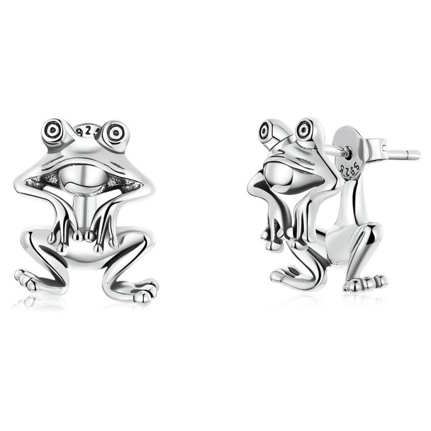 S925 Sterling Silver Fun Frog Ear Studs Women Earrings