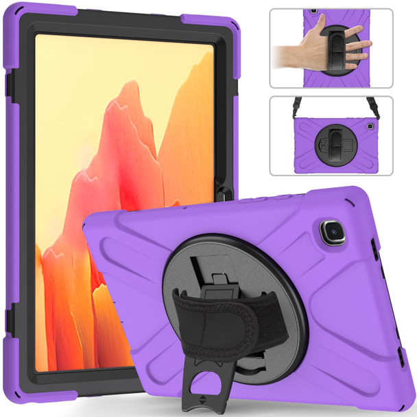 Samsung Galaxy Tab A7 10.4 2020 T500 / T505 Shockproof Colorful Silicone + PC Protective Case with Holder & Shoulder Strap & Hand Strap(Purple)