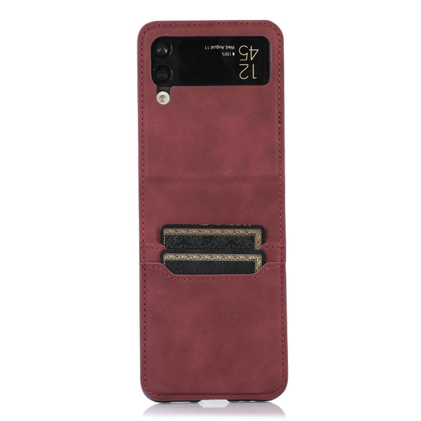 Samsung Galaxy Z Flip3 5G Card Slot Leather Phone Case(Red)