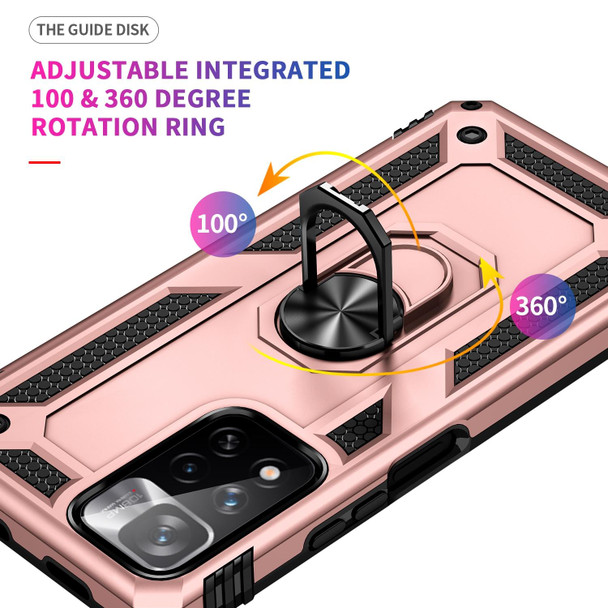 Xiaomi Redmi Note 11 Pro 5G Shockproof TPU + PC Phone Case with 360 Degree Rotating Holder(Rose Gold)