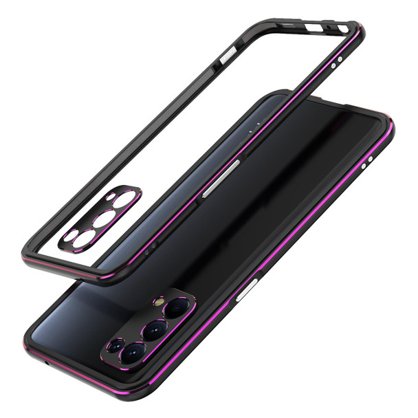 Aurora Series Lens Protector + Metal Frame Protective Case - OPPO Reno5(Black Purple)