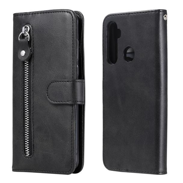 OPPO Realme 5 / 5s / C3 Fashion Calf Texture Zipper Horizontal Flip Leather Case with Holder & Card Slots & Wallet(Black)