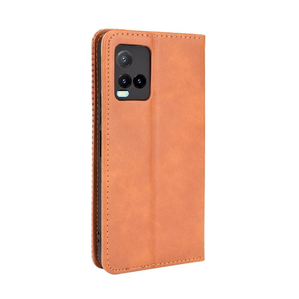 vivo Y33s / Y21 / Y21s Magnetic Buckle Retro Crazy Horse Texture Horizontal Flip Leather Case with Holder & Card Slots & Photo Frame(Brown)