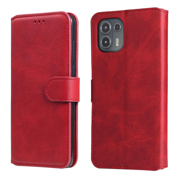 Motorola Moto Edge 20 Lite Classic Calf Texture PU + TPU Horizontal Flip Leather Case with Holder & Card Slots & Wallet(Red)