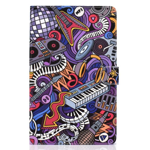 Samsung Galaxy Tab A 10.5 T590/T595 Colored Drawing Pattern Horizontal Flip PU Leather Case with Holder & Card Slot(Graffiti)