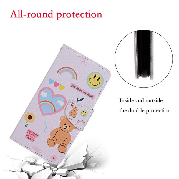 iPhone 11 Pro Max Colored Drawing Pattern Horizontal Flip Leather Case with Holder & Card Slots & Wallet(Smiley Bear)