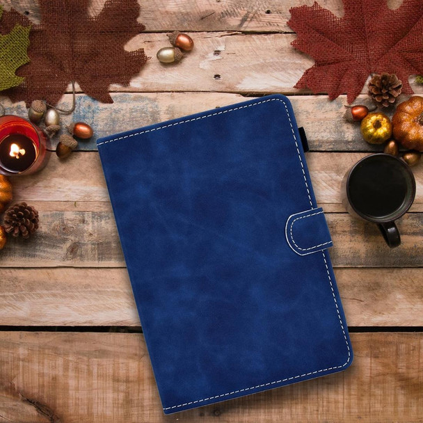 10 inch Tablet PC Universal Cowhide Texture Horizontal Flip Leatherette Case with Holder & Card Slots & Pen Slot(Blue)