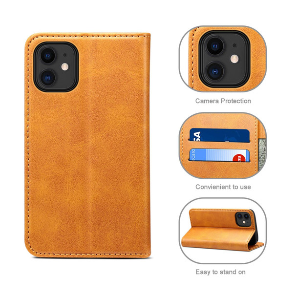Calf Texture Horizontal Flip Leatherette Case with Holder & Card Slots & Wallet - iPhone 12 mini(Khaki)