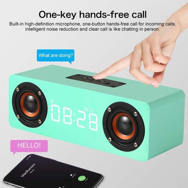 M5C Subwoofer Wooden Clock Bluetooth 4.2 Speaker, Support TF Card & 3.5mm AUX & FM Radio(Grey Wood Grain)