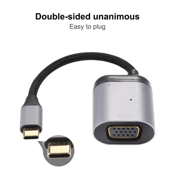 4K UHD USB-C / Type-C to VGA + PD Data Sync Adapter Cable