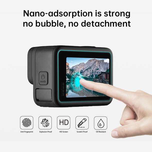 PULUZ for GoPro HERO10 Black / HERO9 Black Lens + LCD Display 9H 2.5D Tempered Glass Film