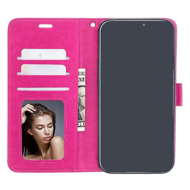 iPhone 12 Pro Max Crazy Horse Texture Horizontal Flip Leather Case with Holder & Card Slots & Wallet & Photo Frame(Rose Red)