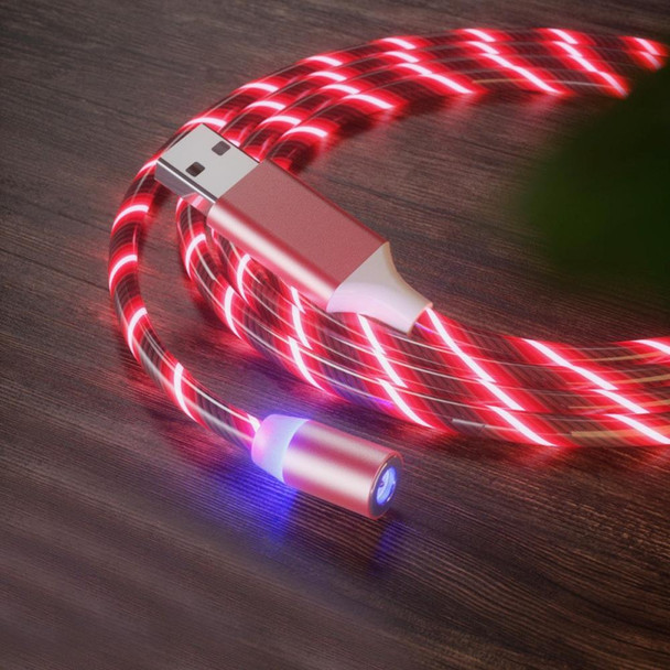 2 in 1 USB to 8 Pin + Type-C / USB-C Magnetic Absorption Colorful Streamer Mobile Phone Charging Cable, Length: 1m(Red Light)