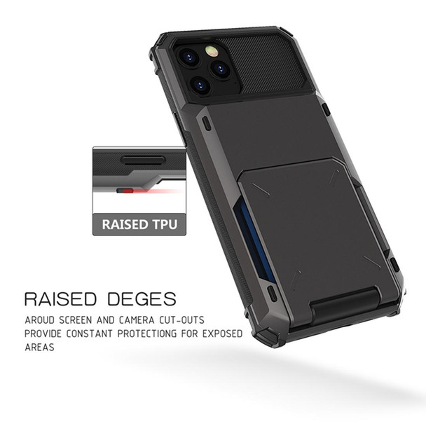 iPhone 12 Pro Max Scratch-Resistant Shockproof Heavy Duty Rugged Armor Protective Case with Card Solt(Dark Grey)