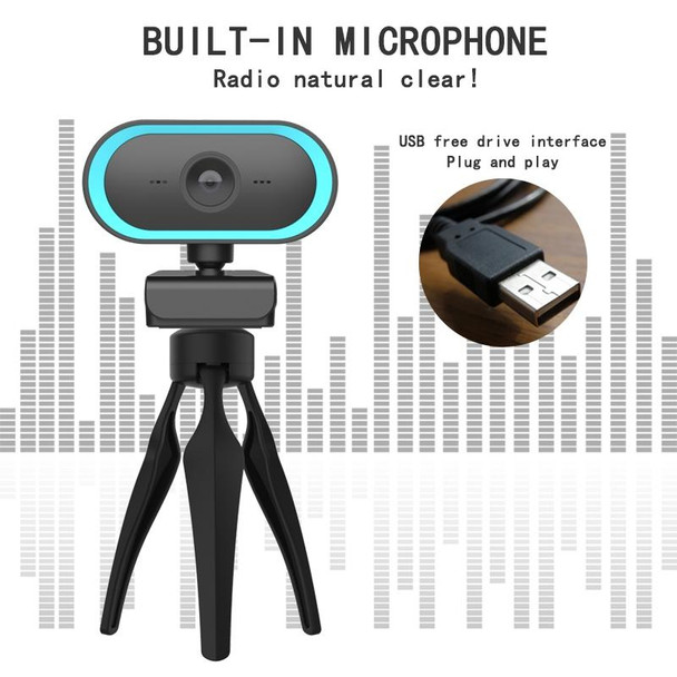 C11 2K Picture Quality HD Without Distortion 360 Degrees Rotate Built-in Microphone Sound Clear Webcams with Tripod(Blue)