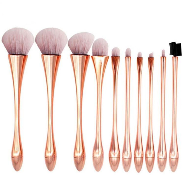 10 In 1 Small Waist Goblet Makeup Brush Set Beauty Tools(Rose Gold)