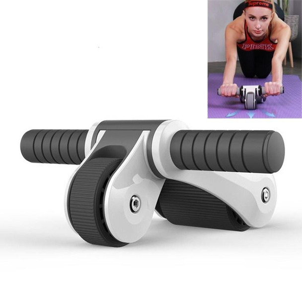 Double-wheel Bearing Roller Silent Exercise Abdominal Muscle Wheel Folding Abdominal Wheel(White)