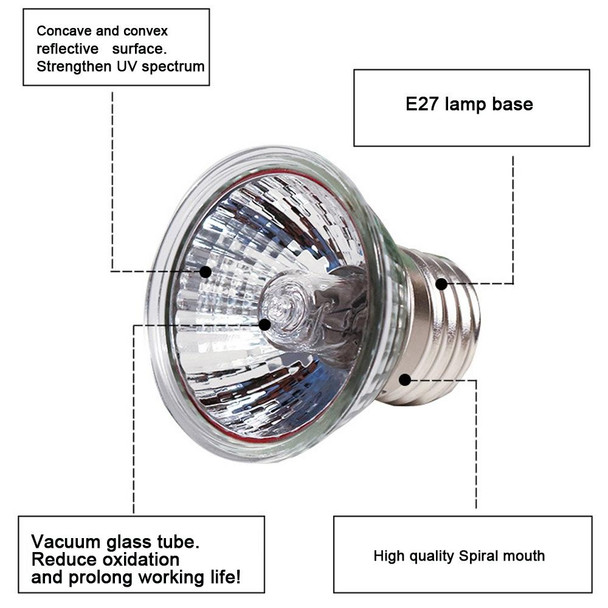 UVA+UVB Full Spectrum Solar Reptile Lamp Lizard Light Turtle Basking Lamp, Specification: 50W