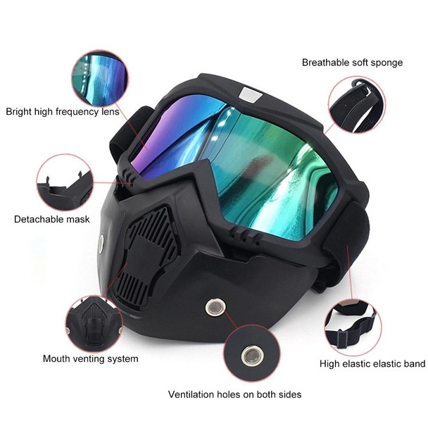 Motorcycle Off-road Helmet Mask Detachable Windproof Goggles Glasses(Silver)