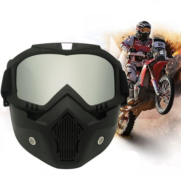 Motorcycle Off-road Helmet Mask Detachable Windproof Goggles Glasses(Silver)