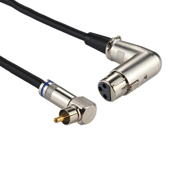 Aluminum Shell RCA Elbow Male to 3 Pin XLR CANNON Elbow Female Audio Connector Adapter for Cable Microphone / Audio Equipment, Total Length: about 30cm