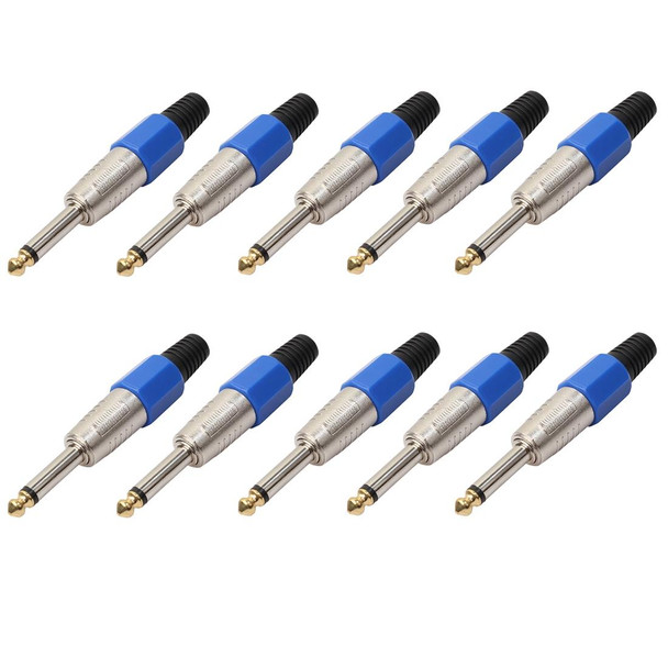 10 PCS 6.35 Gold-plating Mono Microphone Audio Plug