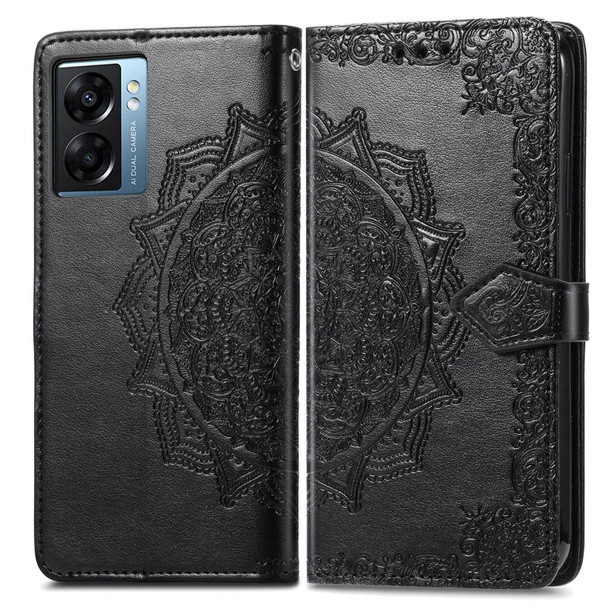 OPPO A57 5G Mandala Flower Embossed Leather Phone Case(Black)