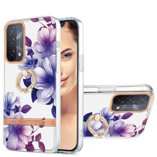 OPPO A74 5G / A93 5G / A54 5G / A93S 5G Ring IMD Flowers TPU Phone Case(Purple Begonia)