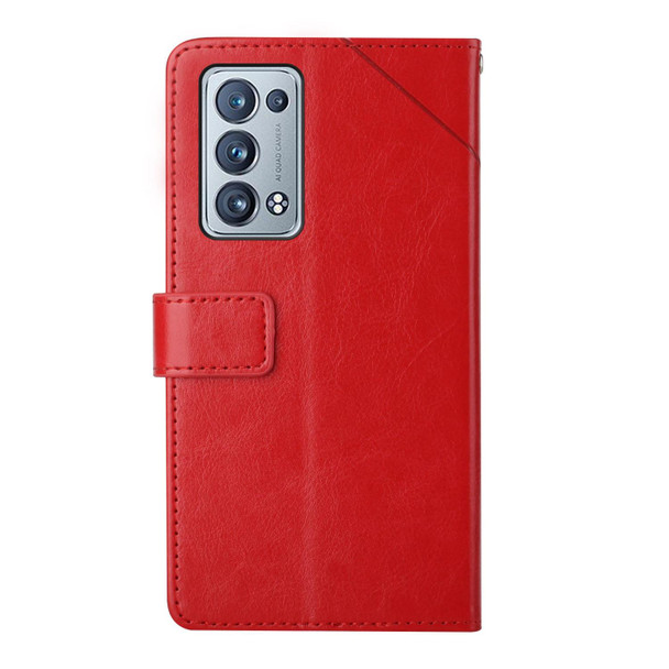 OPPO Reno6 Pro+ 5G Y Stitching Horizontal Flip Leather Phone Case(Red)
