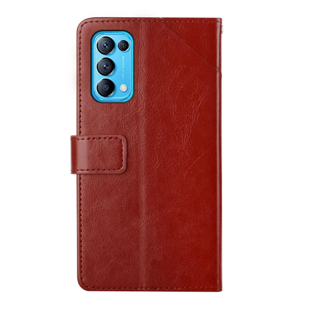 OPPO Reno5 5G Y Stitching Horizontal Flip Leather Phone Case(Brown)
