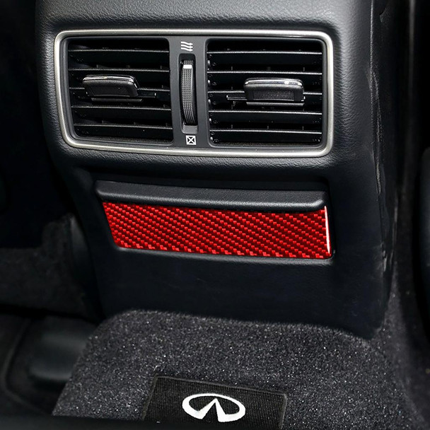 Car Carbon Fiber Rear Ashtray Panel Decorative Sticker for Infiniti Q50 2014-2020, Left and Right Drive(Red)